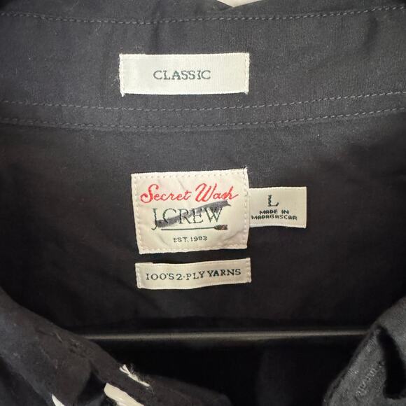 J.Crew Classic Secret Wash Cotton Poplin Shirt Mens L Black Button Down BW439 LS - Picture 4 of 7